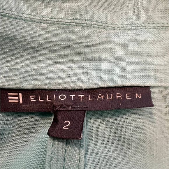Elliott Lauren Open Jacket in Teal Green Linen Size 2 - Picture 4 of 5